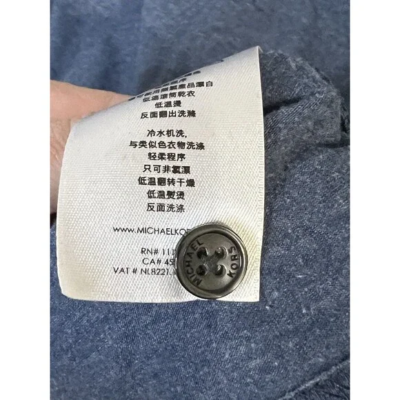 Michael Kors Polo Shirt Mens Medium Blue Embroidered Logo Collared Short Sleeve - Picture 7 of 9